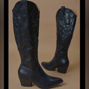 Western Cowboy Black Boots